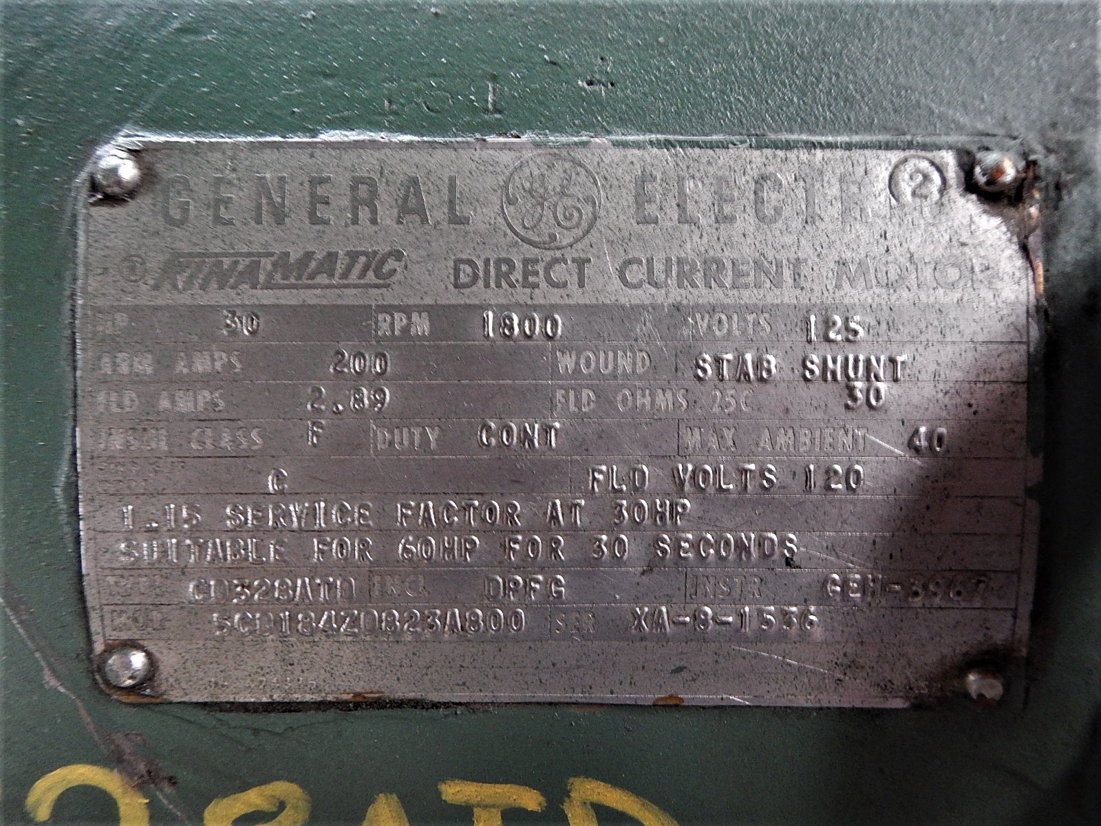 General Electric 30 HP 1800 RPM 328AT DC Motors 81191